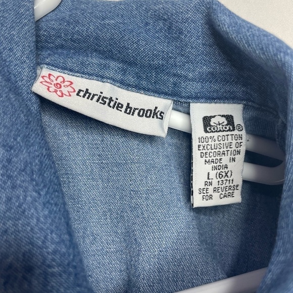 VINTAGE Christie Brooks Sleeveless Denim Blouse Girls Size L(6X) - Picture 5 of 5
